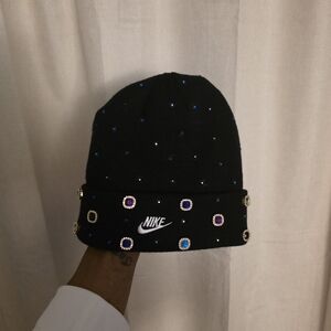 Nike Black Beanie with Colorful Gem Details